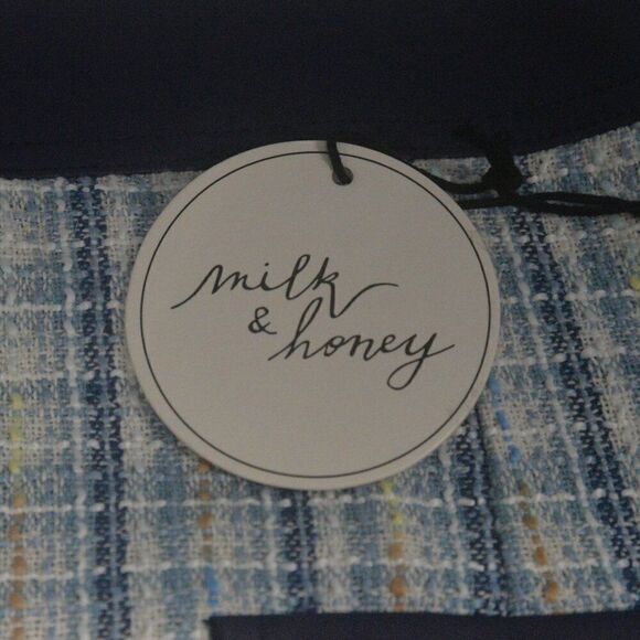 Milk & Honey Tweed Mini Kirt with Faux Leather Detail and Silver Tone Buttons - Picture 6 of 6